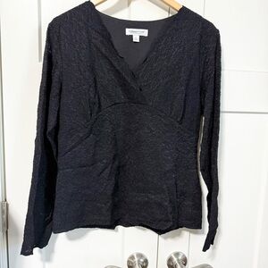 Coldwater Creek lace texture black blouse size large